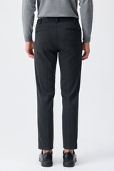 Pantaloni bărbătești gri taupe, cu șnur, croială conică, eleganți, croială croită
