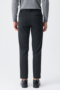 Pantaloni bărbătești gri taupe, cu șnur, croială conică, eleganți, croială croită