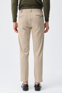 Set sacou și pantaloni elegant casual pentru bărbați, din jerseu moale, bej