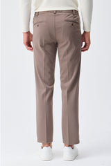 Pantaloni bărbătești eleganți cu șnur, gri taupe, croială conică