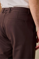 Pantaloni Gurkha plisați maro pentru bărbați, talie reglabilă, croială conică