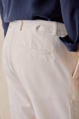 Pantaloni Gurkha plisați crem pentru bărbați, talie reglabilă, croială conică, croită la comandă
