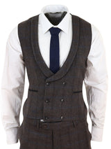 Brown Check 3 Piece Tweed Suit