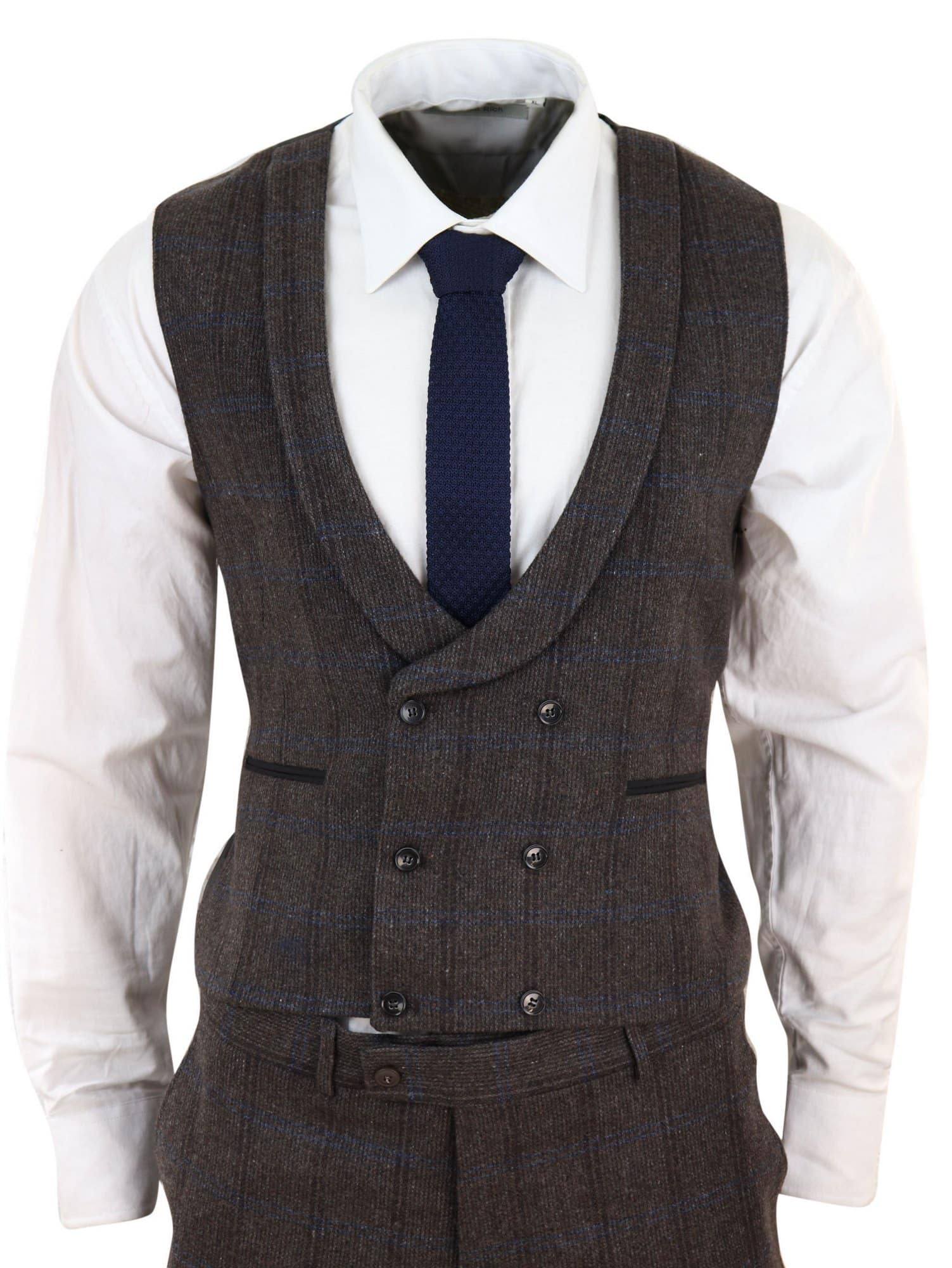 Brown Check 3 Piece Tweed Suit