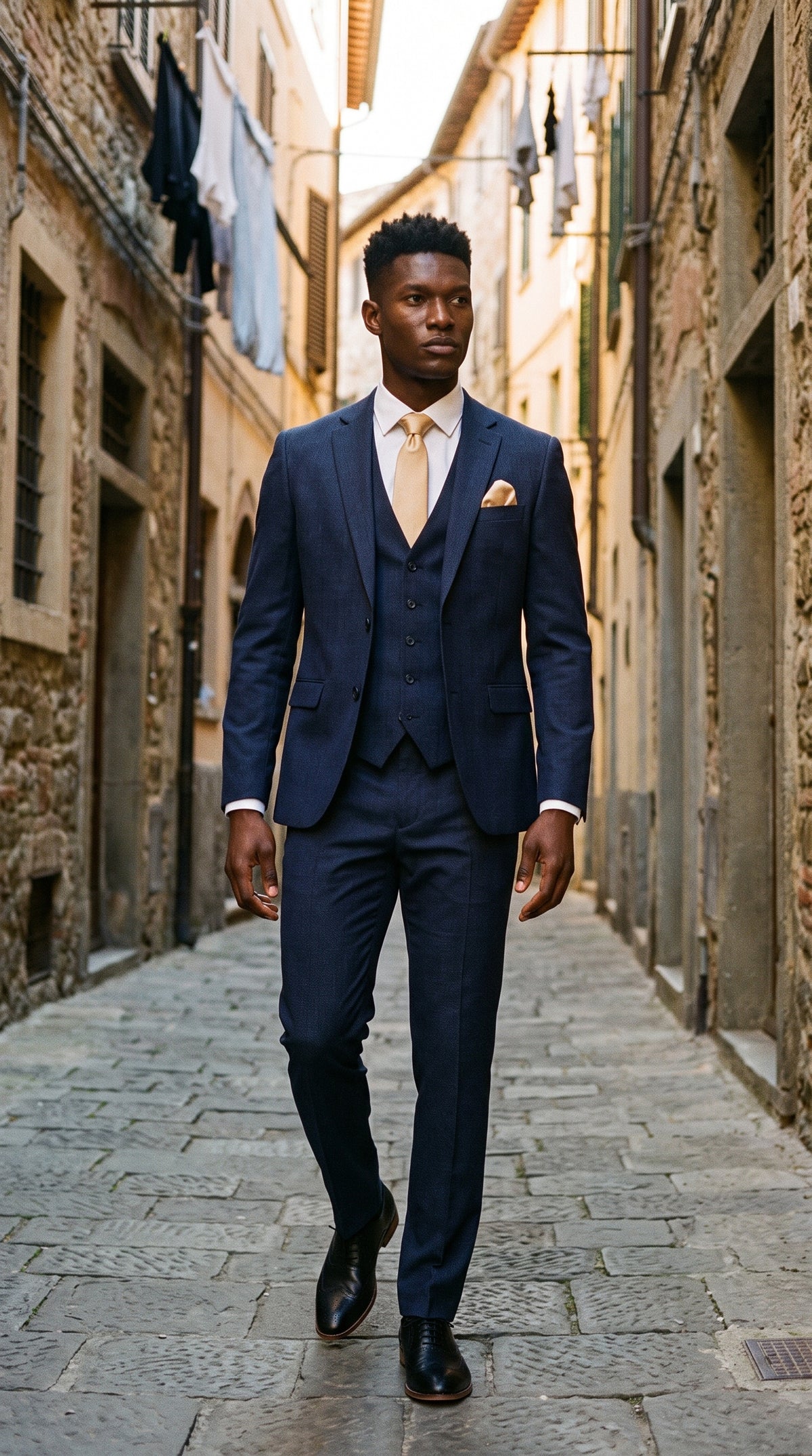 Look #821 styled with Malibu - Costum bărbătesc bleumarin din 3 piese, croială croită