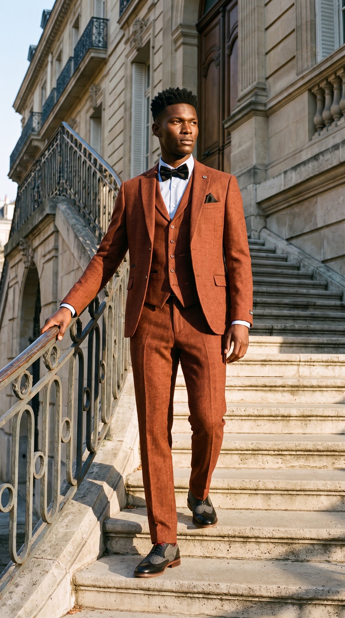 Look #279 styled with Costum din 3 piese din tweed cu model herringbone ruginiu