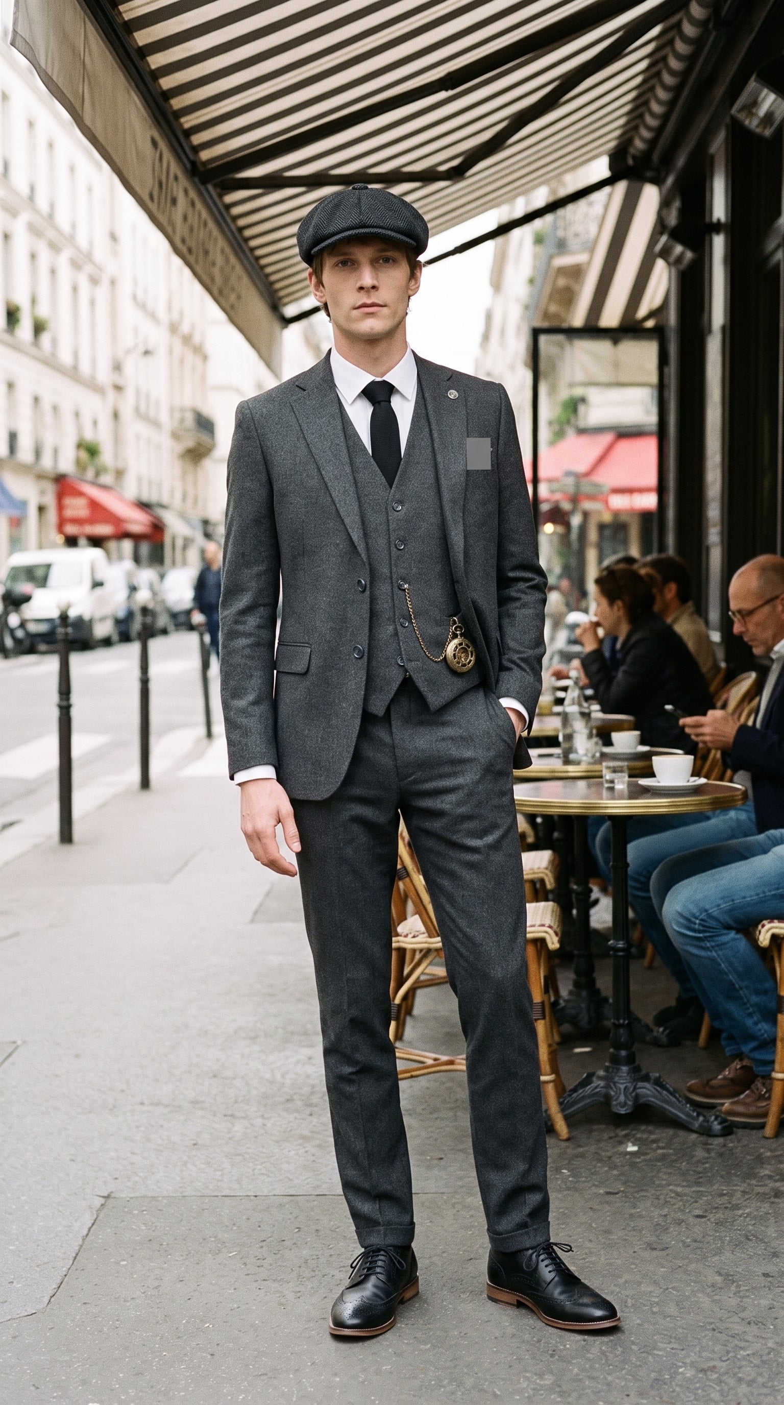 Look #831 styled with Costum gri de lână pentru bărbați
