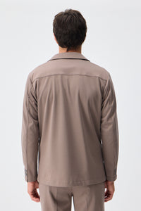 Sacou elegant casual pentru bărbați, din jerseu moale, maro-gri, taupe