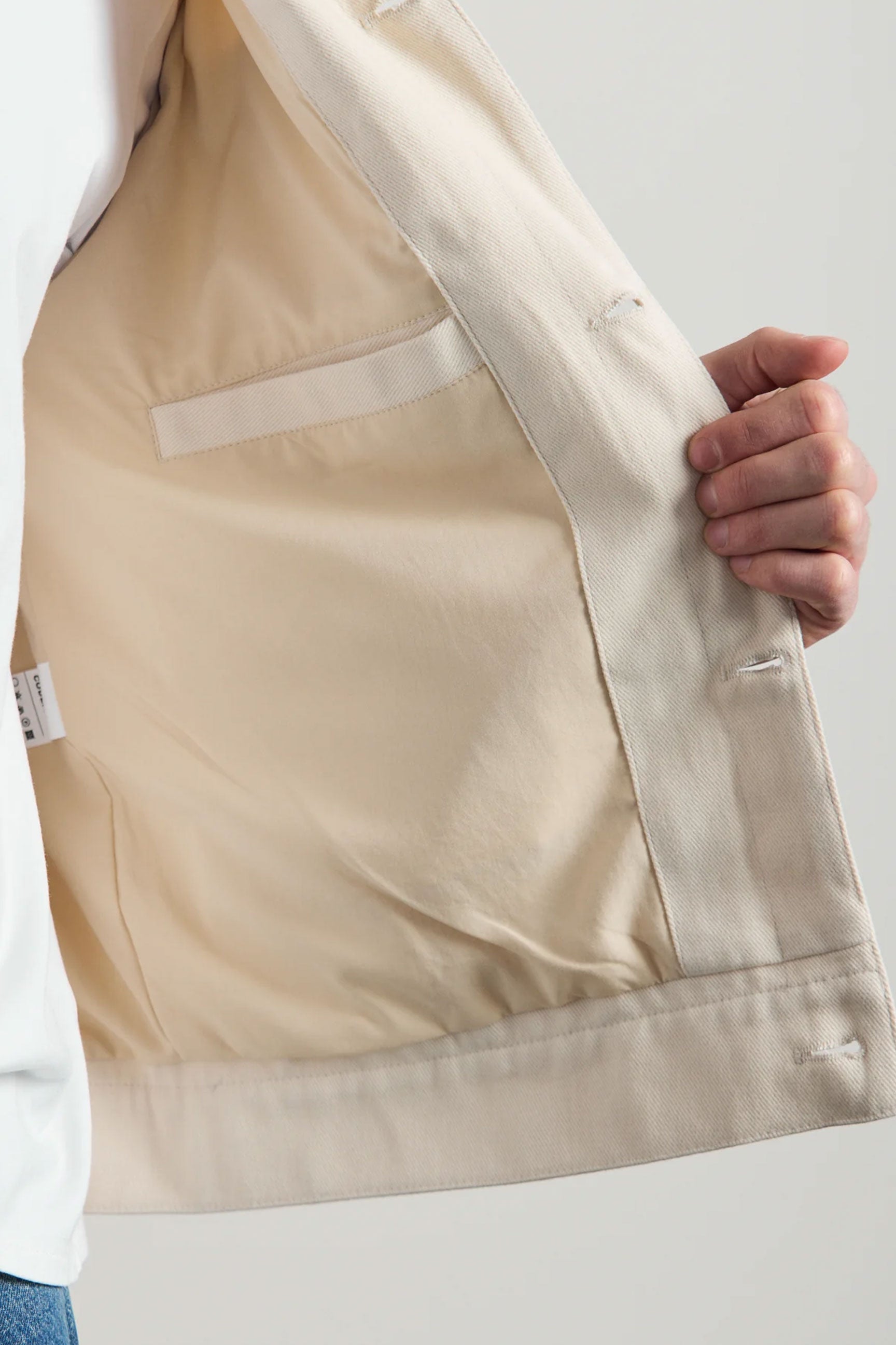 Jachetă bej din bumbac twill pentru bărbați - cămașă tip camionetă