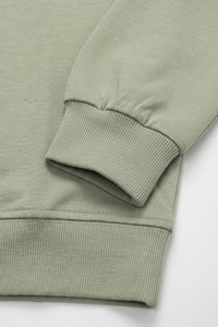 Hanorac bărbătesc cu guler rotund, din amestec de bumbac, verde salvie, cu mânecă lungă, elastic