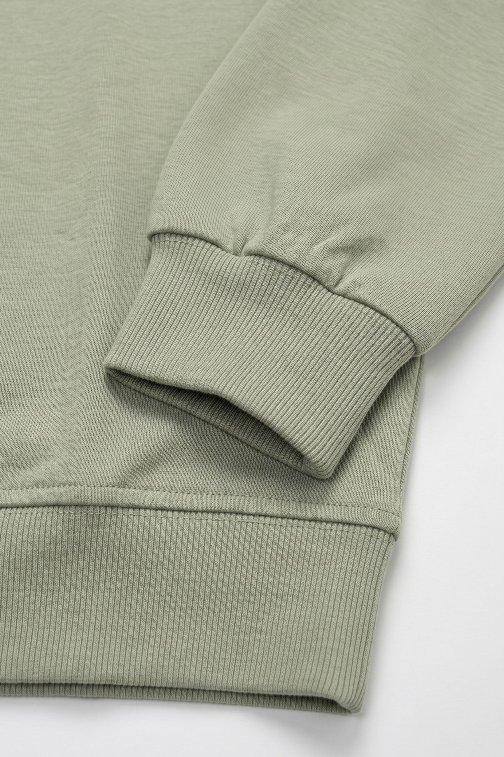Hanorac bărbătesc cu guler rotund, din amestec de bumbac, verde salvie, cu mânecă lungă, elastic