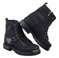 Mens Black Rugged PU Leather Boots