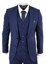 Mens Navy Blue Slim Fit 3 Piece Suit