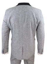 Men's 3 Piece Suit - Grey with Black Detailing