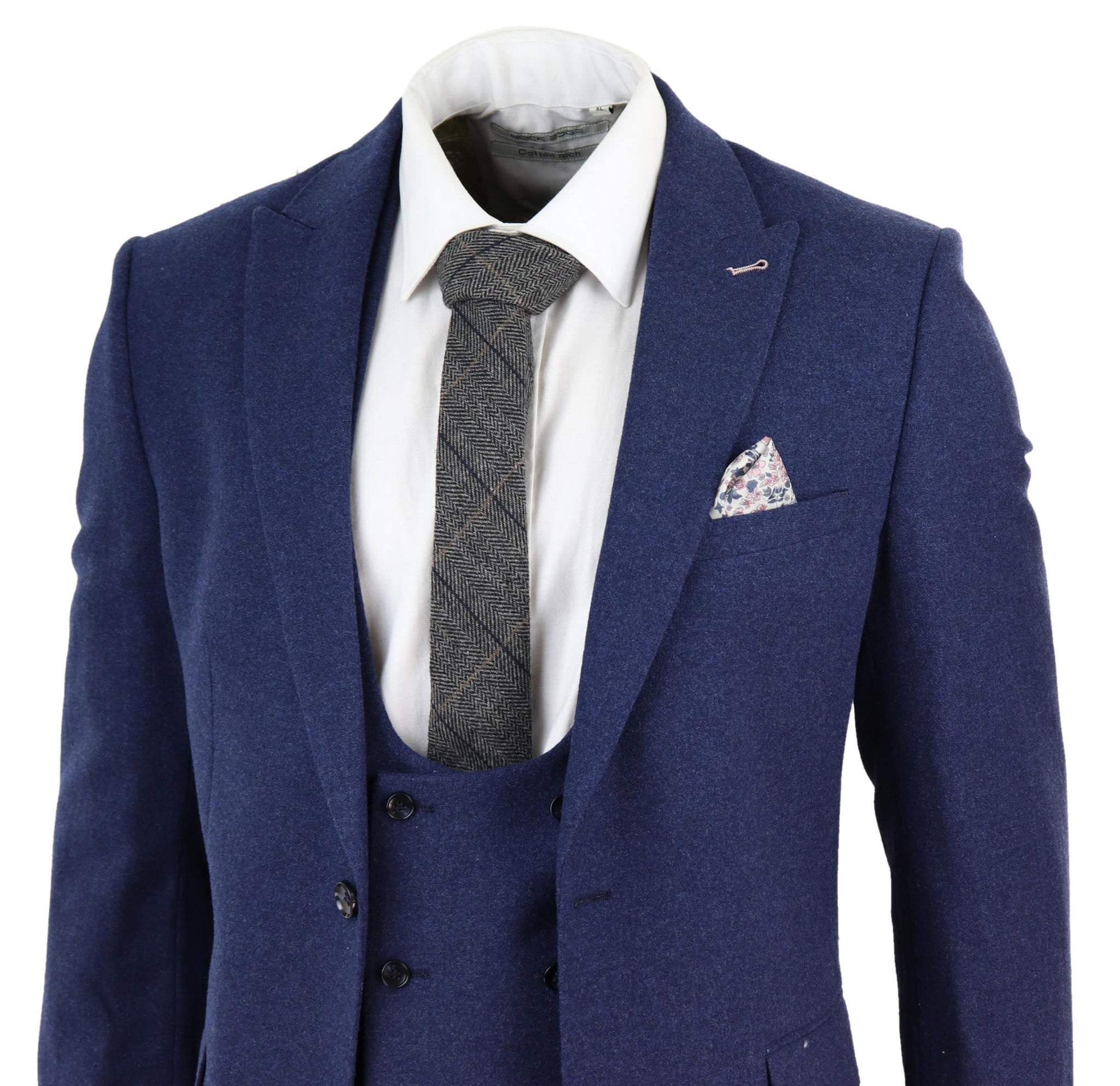 Men's Navy-Blue 3 Piece Wool Suit