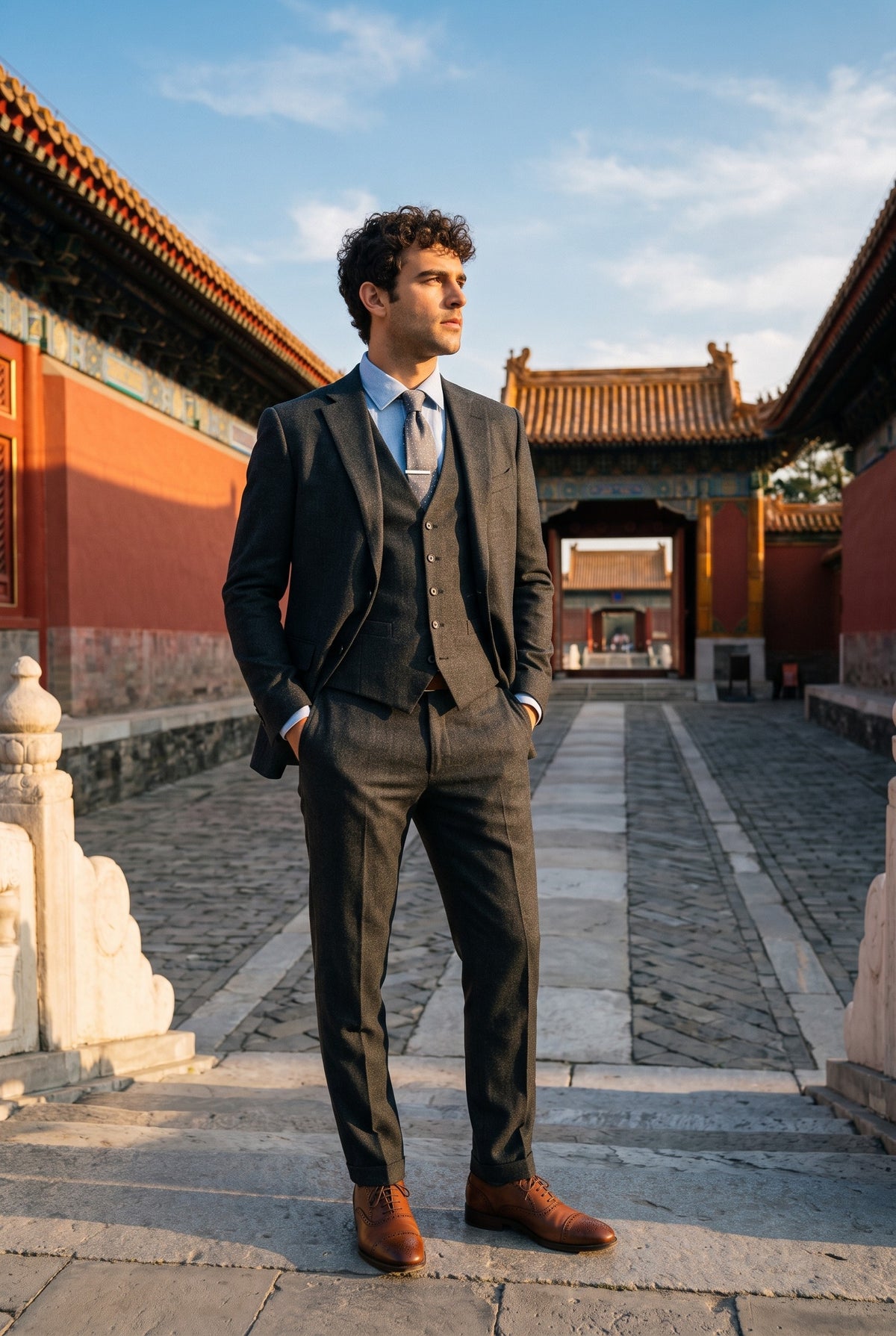 Look #179 styled with Costum bărbătesc Bond - din 3 piese, gri cărbune, croială croită