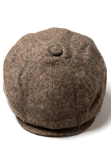 Șapcă Baker Boy cu 8 panouri, model Shelby, model tweed, model clasic, maro, cu brici
