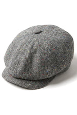 Șapcă Baker Boy cu 8 panouri, model Shelby, model tweed, gri clasic, ras