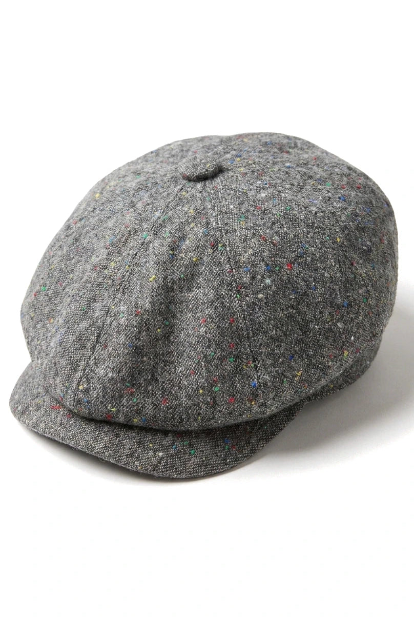 Șapcă Baker Boy cu 8 panouri, model Shelby, model tweed, gri clasic, ras
