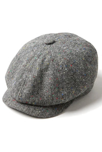 Șapcă Baker Boy cu 8 panouri, model Shelby, model tweed, gri clasic, ras