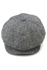 Șapcă Baker Boy cu 8 panouri, model Shelby, model tweed, gri clasic, ras