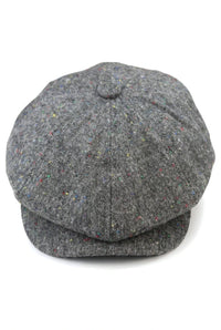 Șapcă Baker Boy cu 8 panouri, model Shelby, model tweed, gri clasic, ras