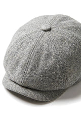 Șapcă Baker Boy cu 8 panouri, model Shelby, model clasic din tweed, gri deschis, ras