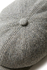 Șapcă Baker Boy cu 8 panouri, model Shelby, model clasic din tweed, gri deschis, ras