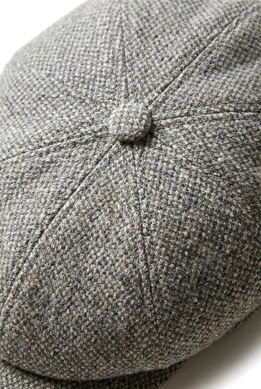 Șapcă Baker Boy cu 8 panouri, model Shelby, model clasic din tweed, gri deschis, ras
