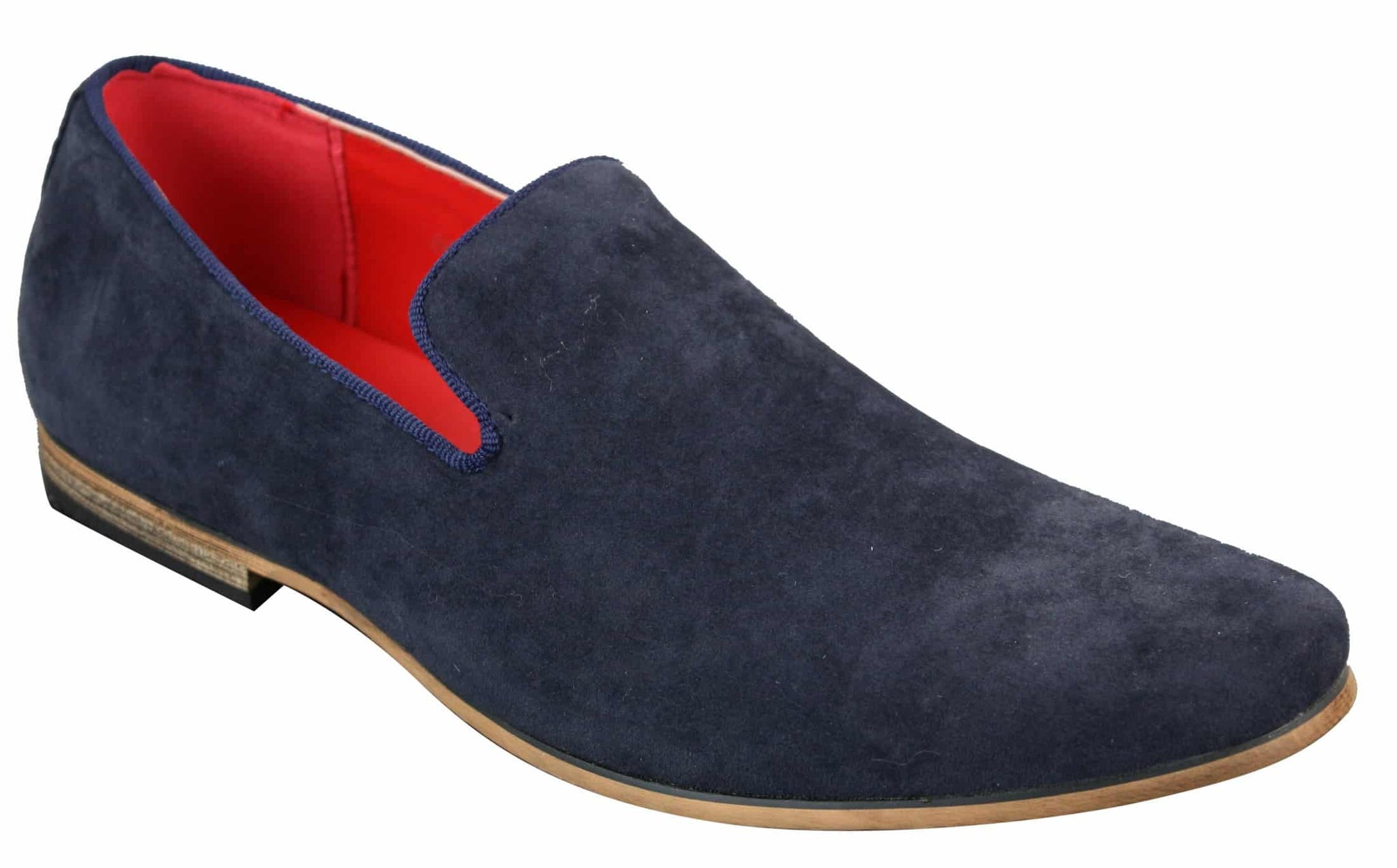 Mens Suede Leather PU Slip On Shoes Loafers Blue Smart Casua
