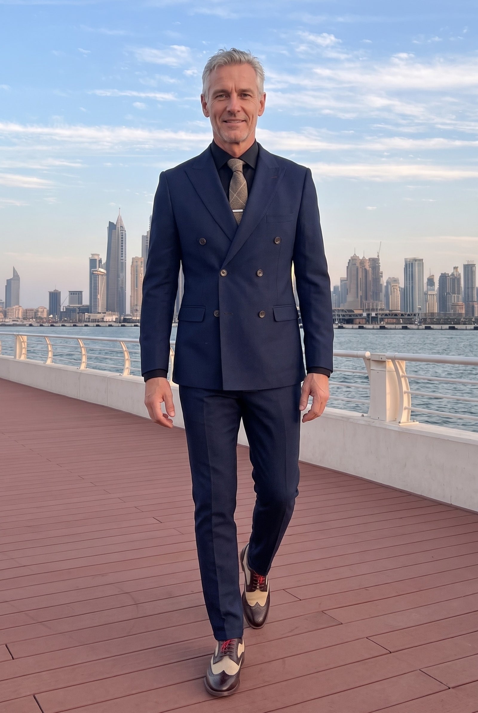Look #638 styled with Mayfair - Costum bărbătesc bleumarin din 2 piese, cu nasturi dubli