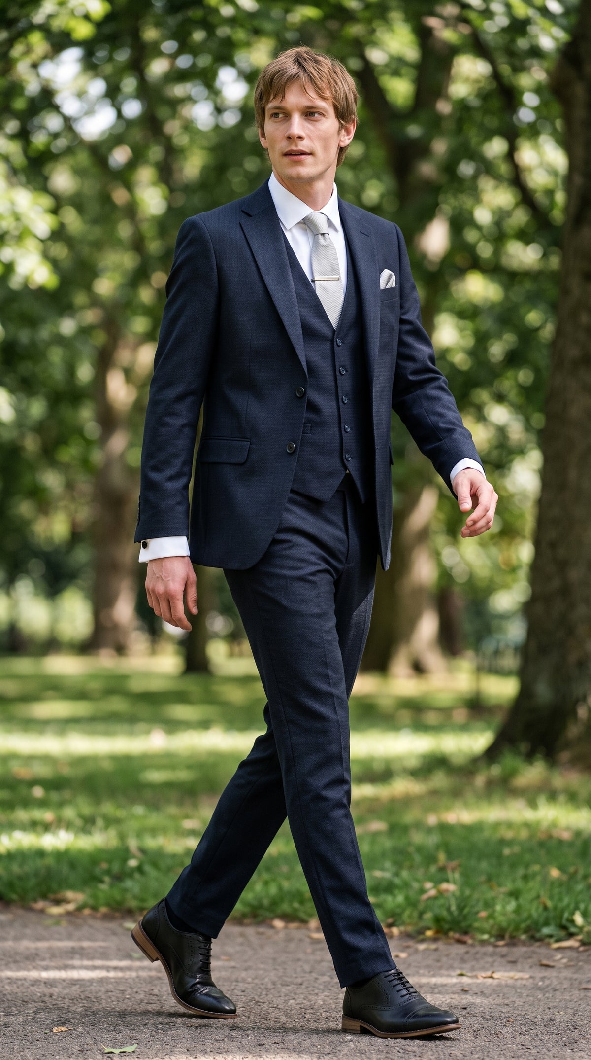 Look #823 styled with Costum bărbătesc Bond - bleumarin închis, 3 piese, croială croită