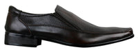 Mens Brown Black Formal Smart Slip On Shoes Textured PU Leather Italian Design