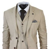 AK-08 Men's 3-Piece Cream Prince Of Wales Check Suit