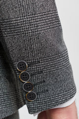 Costum bărbătesc gri în carouri Glen din 3 piese