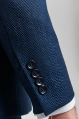 Costum bărbătesc bleumarin din 3 piese, costum Birdseye, costum de nuntă, bal, formal, elegant, clasic