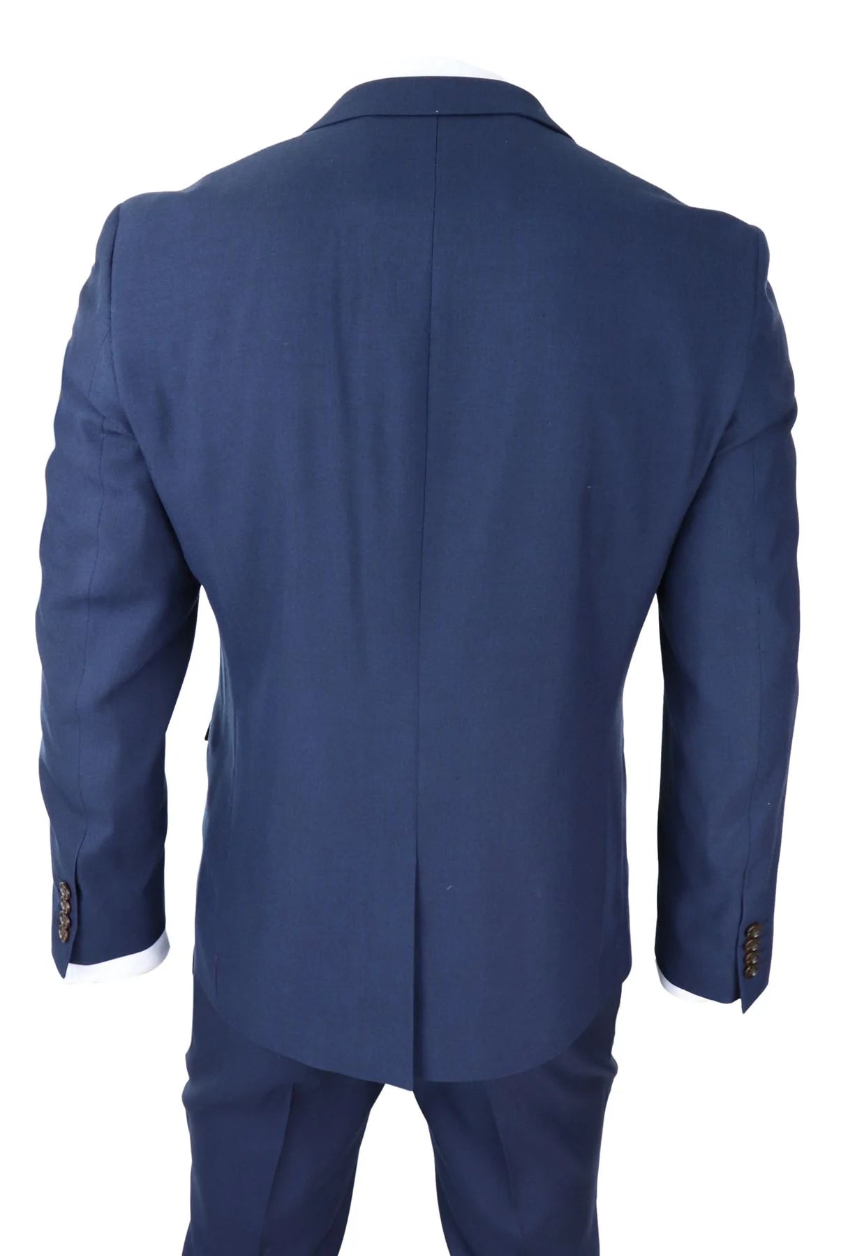 Mens Navy 3 Piece Suit Tailored Fit Smart Formal Classic Wedding Retro Vintage