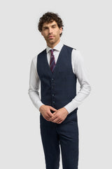 Caridi - Vestă bărbătească din tweed bleumarin