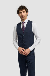 Caridi - Vestă bărbătească din tweed bleumarin