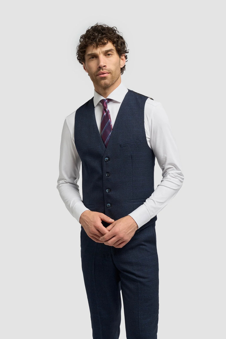 Caridi - Vestă bărbătească din tweed bleumarin