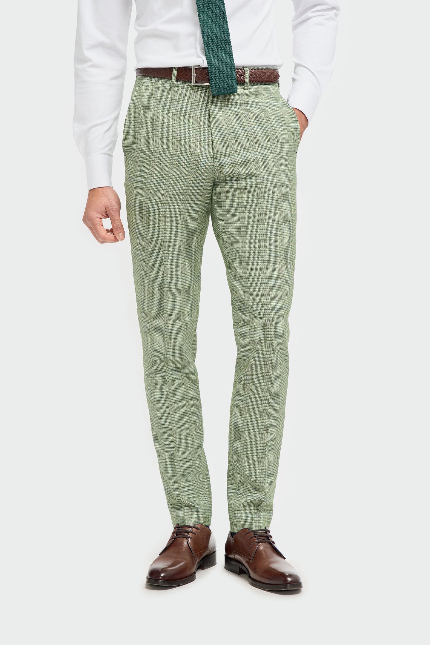 Caridi - Pantaloni bărbătești în carouri verde salvie