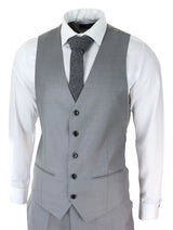 Mens Light Grey 3 Piece Suit Classic Stitch Wedding Summer Prom Classic Grooms