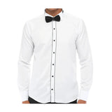 Men's Wing Collar Shirt Tuxedo White Black Piping Double Cuff Dinner Classic