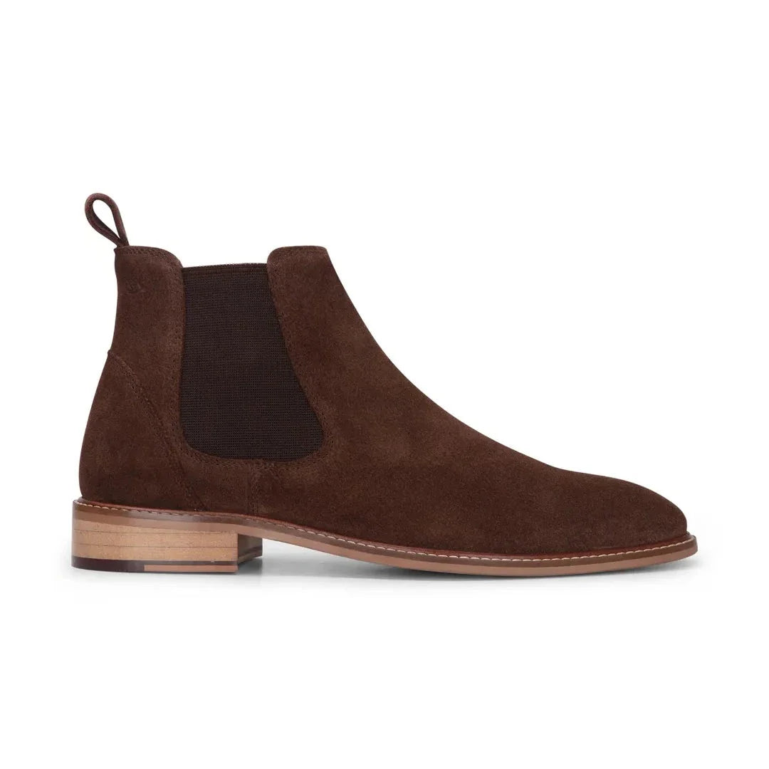 Men's Brown Suede Leather Slip On Chelsea Ankle Boots