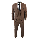 IM1 Men's Classic Brown Plain Tailored Fit 3-Piece Suit
