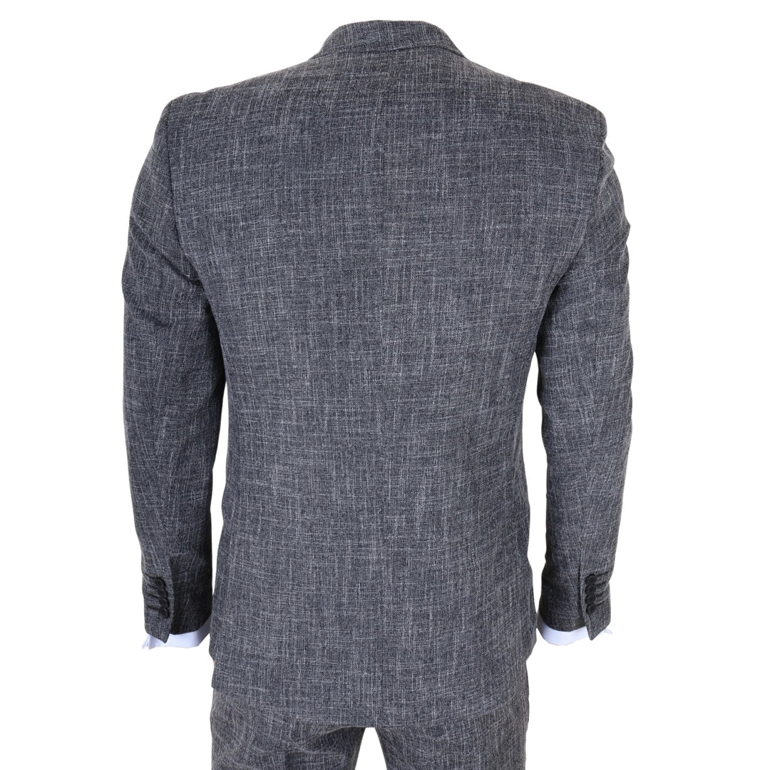 IM33 - Costum bărbătesc negru din 3 piese, croială croită