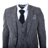 IM33 - Costum bărbătesc negru din 3 piese, croială croită