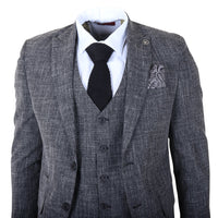IM33 - Costum bărbătesc negru din 3 piese, croială croită