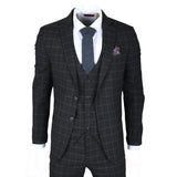 IM3 Men's Black Checked Tailored Fit 3-Piece Suit