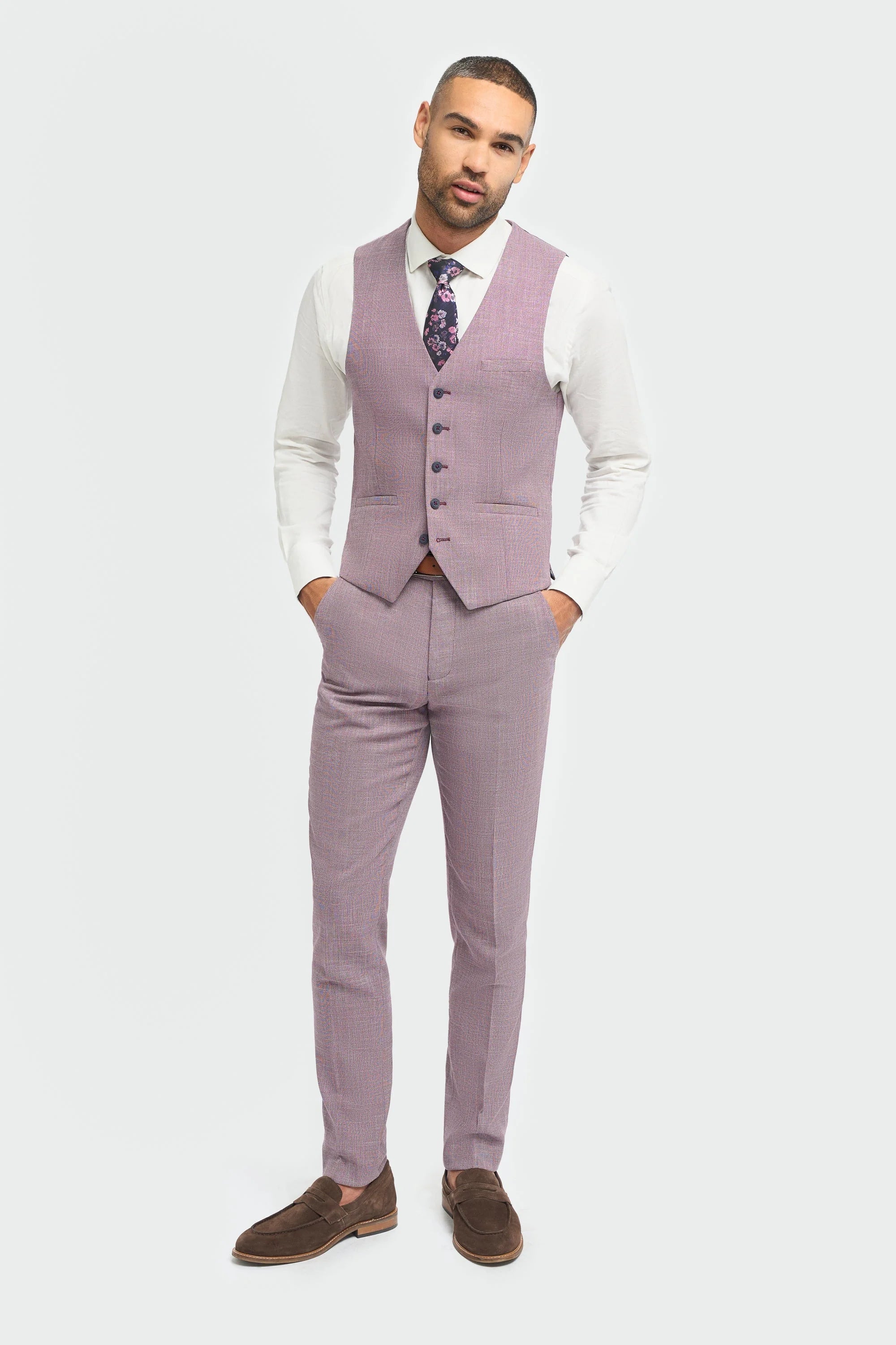 Miami - Vestă de vară roz slim fit pentru bărbați
